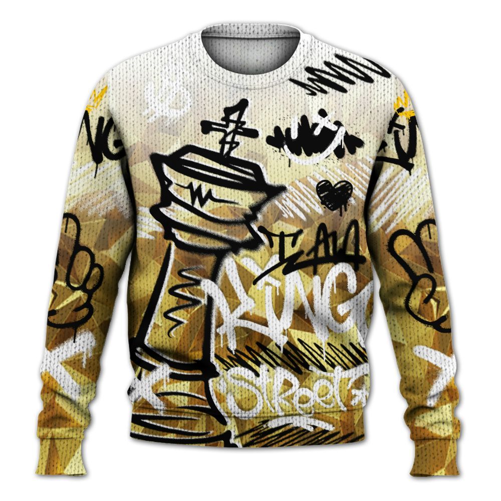 Knitted Sweater To Match NET Gold 4s - Street King Chess Streetwear