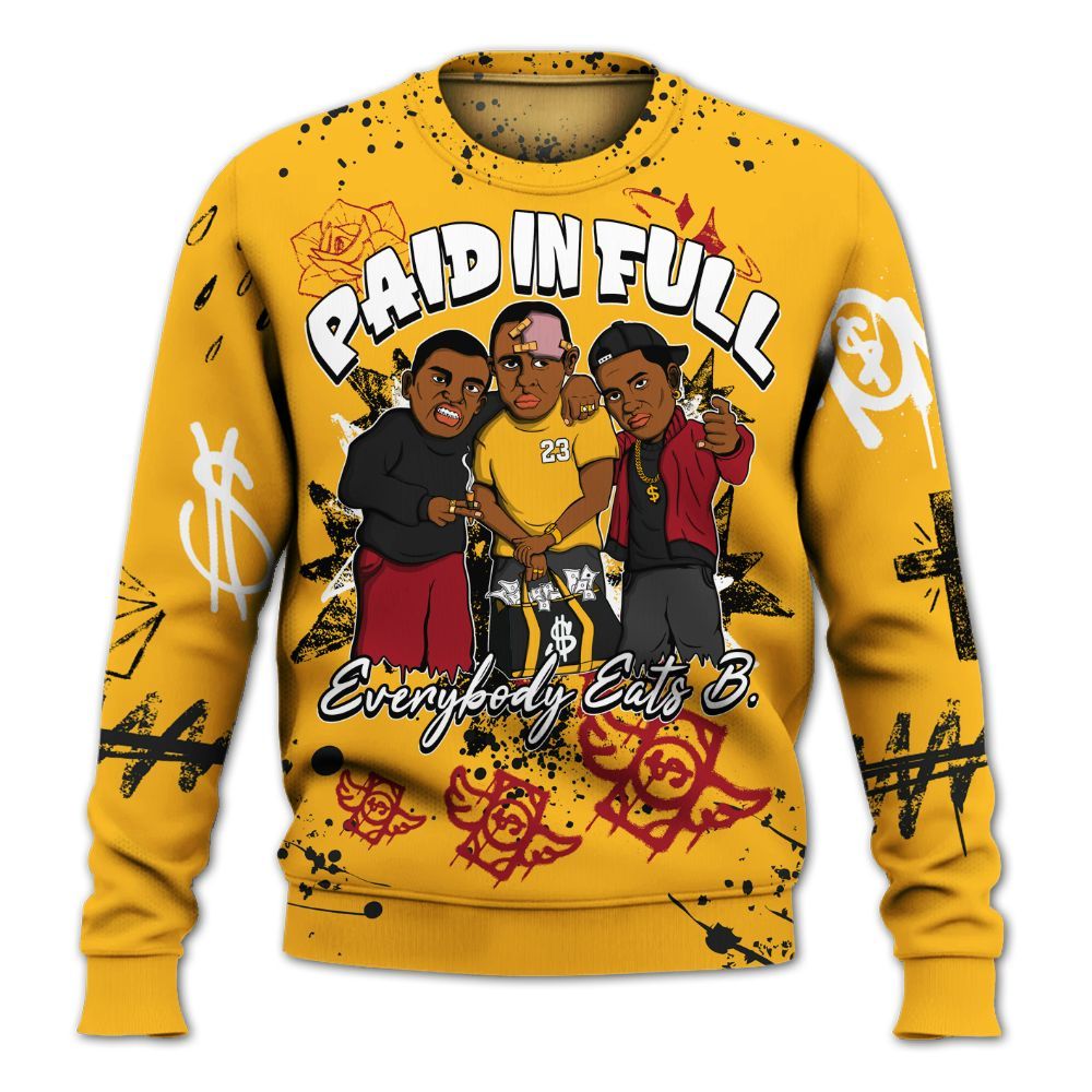 Sweatshirt To Match White Taxi 12s Shirt, Everybody Paid In Full Crayon All Over Print