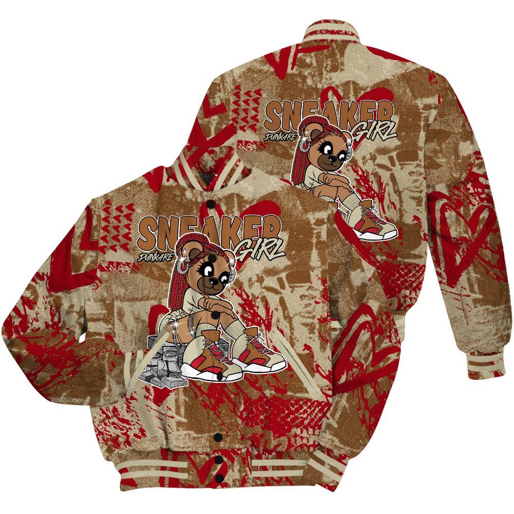 Varsity Jacket To Match Archaeo Brown 5s Shirt - Sneaker Girl Bear Heart Grunge All Over Print