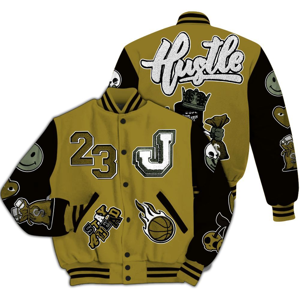 Varsity Jacket To Match Air Flightposite Metallic Gold - Hustles Money Number 23 All Over Print