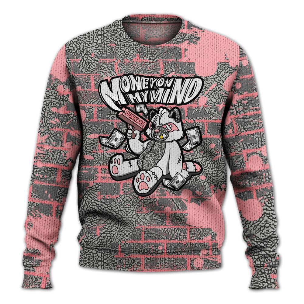 Knitted Sweater To Match Retro Wings 3s - Money On My Mind Raccoon Brick