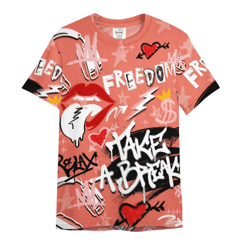 Shirt To Match Low OG PSG 1s - Take Break Freedom Graffiti Streetwear All Over Print