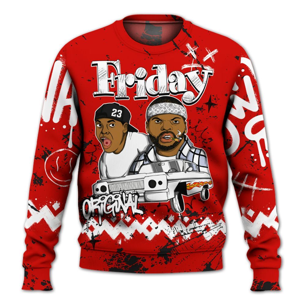 Sweatshirt To Match Fire Red 6s - Friday Sneaker Crayon All Over Print