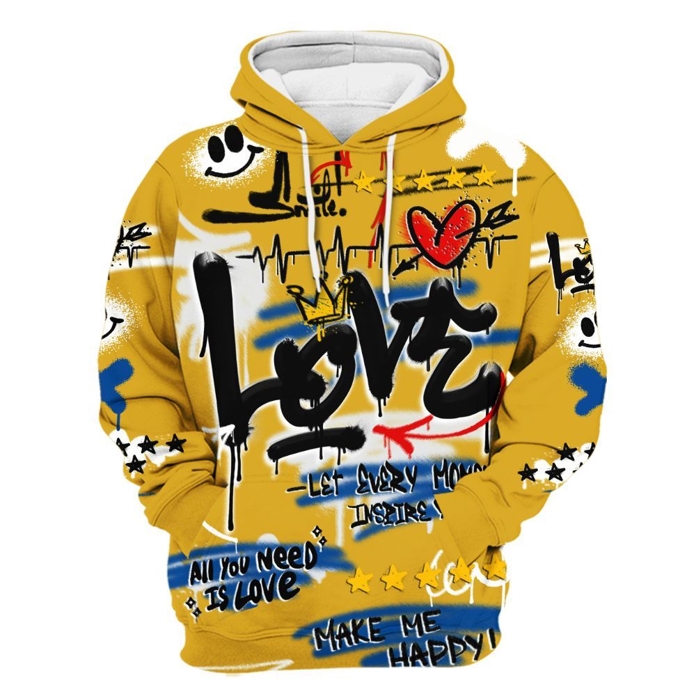 Hoodie To Match High Laney 1s - Happy Love Beats Graffiti Streetwear All Over Print