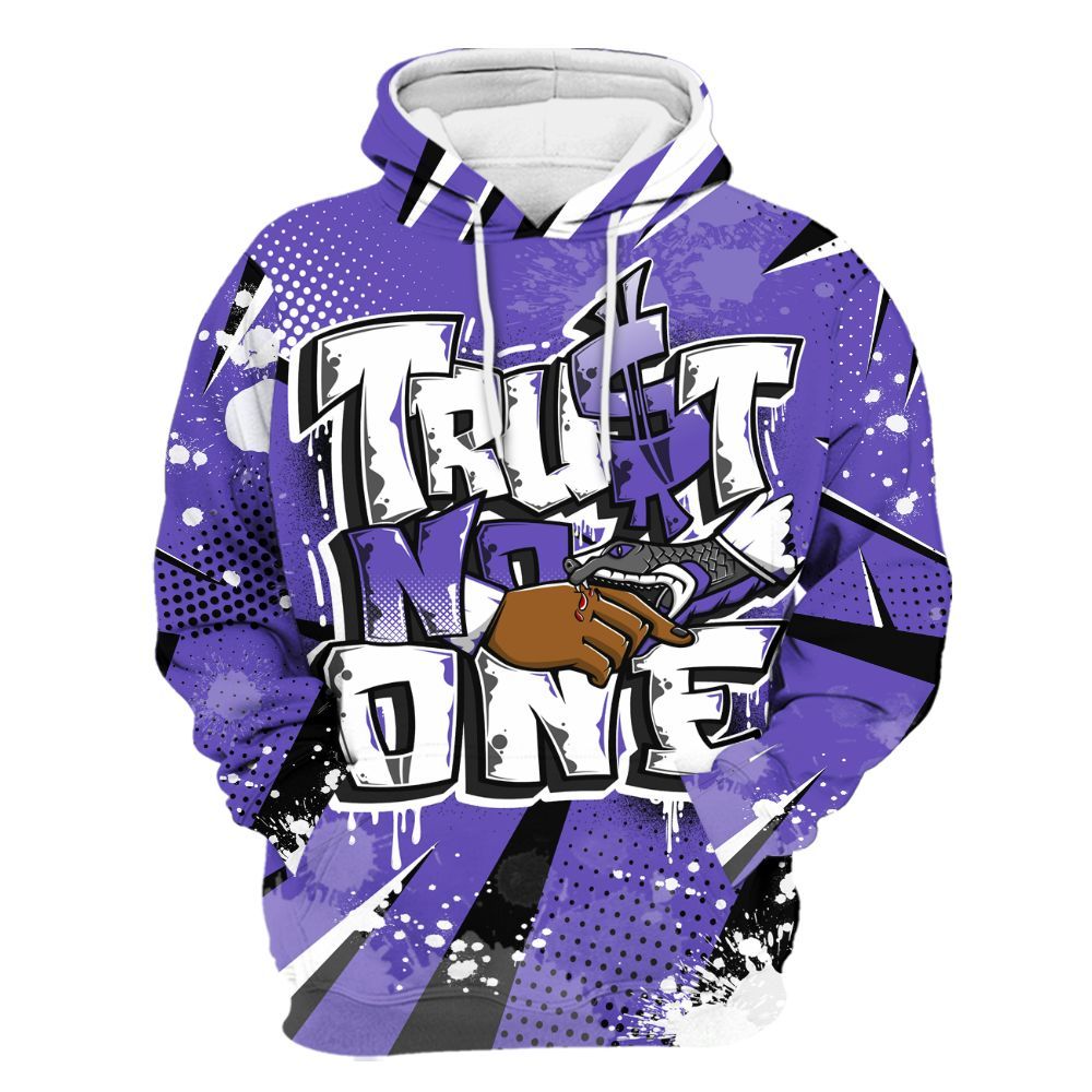 Hoodie To Match Field Purple 12s - Poly Trust No One Dripping All Over Print