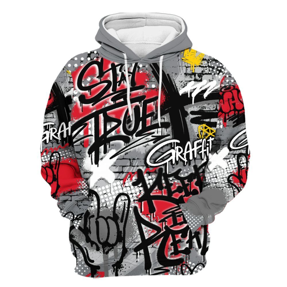 Hoodie To Match Black Cement 3s - True It Real Graffiti Streetwear All Over Print