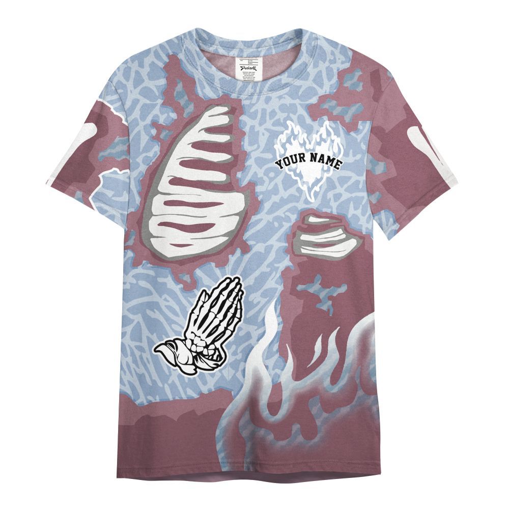 Shirt To Match Denim Pink Glow 3s - Dislike Us Graphic Burning Custom Name All Over Print
