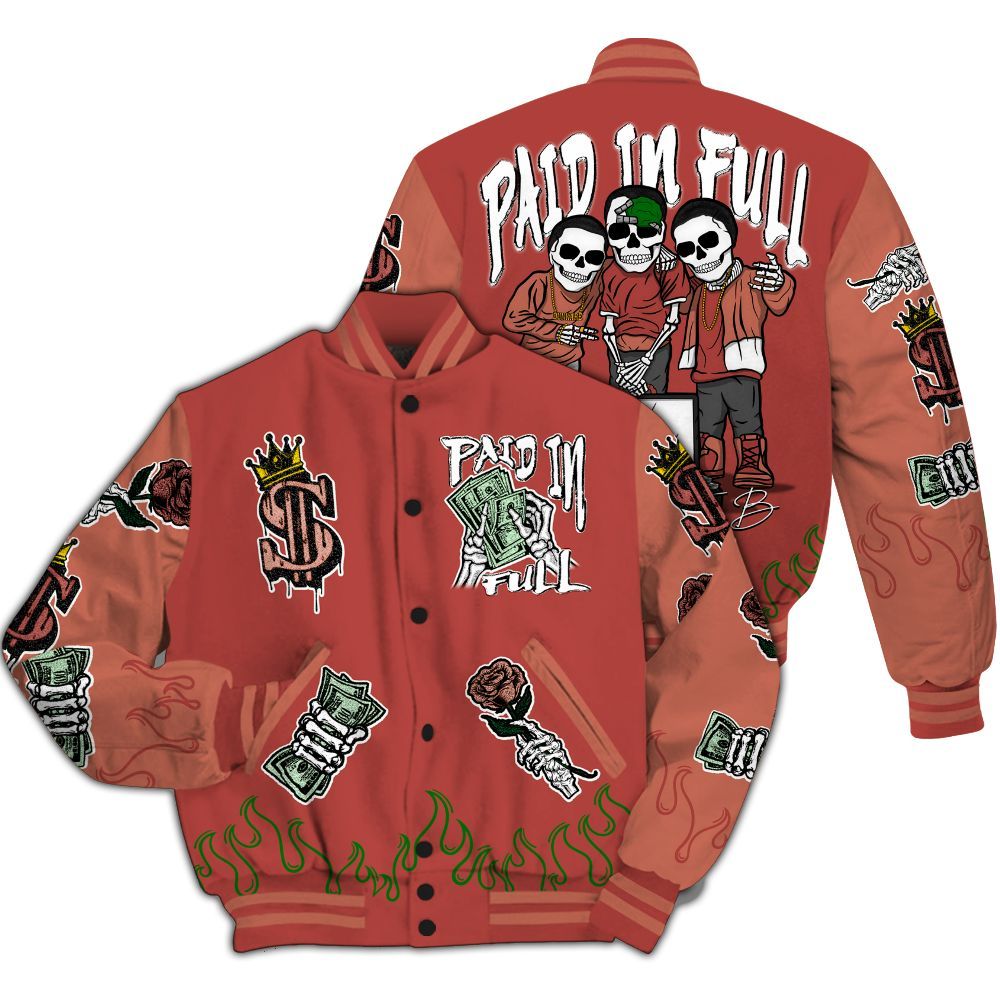 Varsity Jacket To Match Dune Red 13s - Fire Everybody Paid In All Over Print