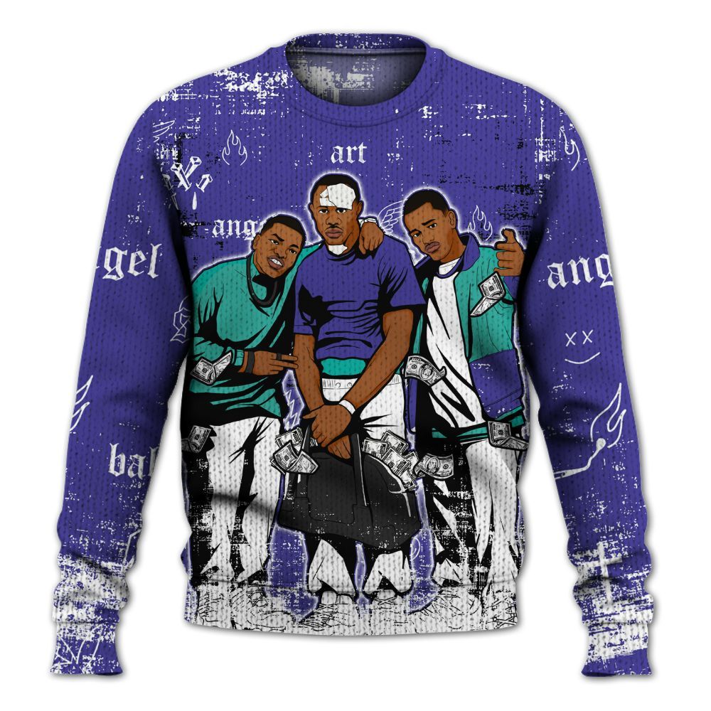 Sweater To Match Retro Grape 5s - Paid In Full Money Graphic