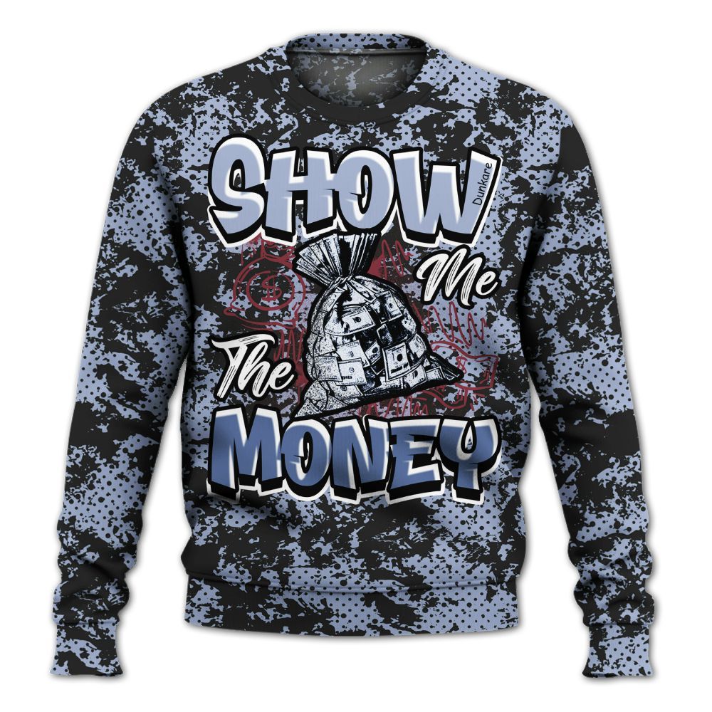 Sweatshirt To Match Black Metallic 5s - Show Me The Money Retro All Over Print