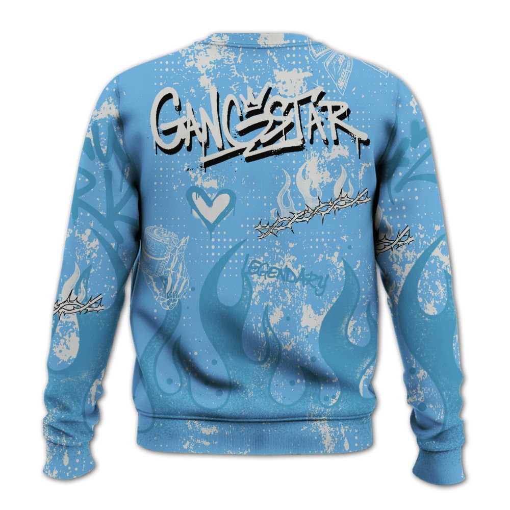 Sweatshirt To Match SB Dunk Low University Blue - Lucky Money Paid In Full Graffiti All Over Print