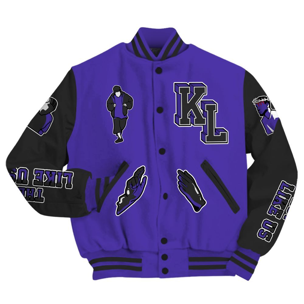 Varsity Jacket To Match Field Purple 12s - Dislike Us Graphic All Over Print