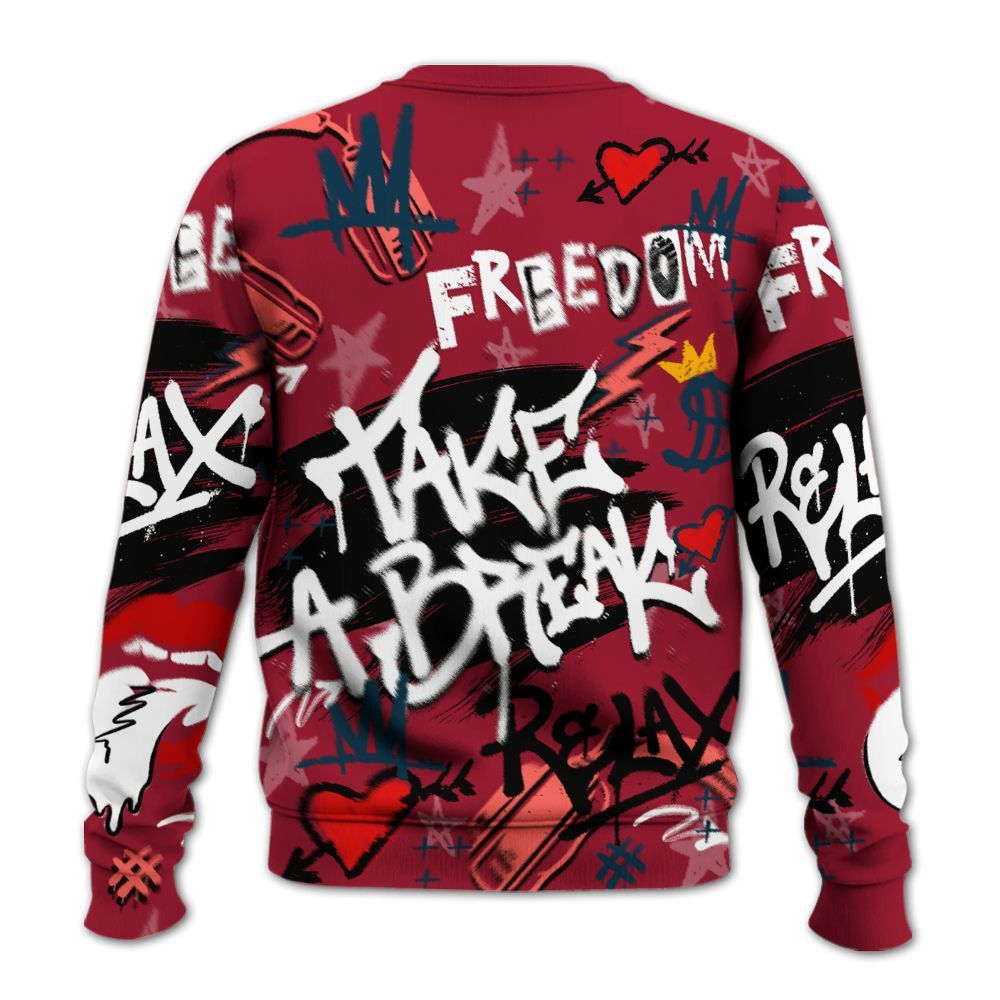 Sweatshirt To Match Mid Multi Color 2022 1s - Take Break Freedom Graffiti Streetwear All Over Print