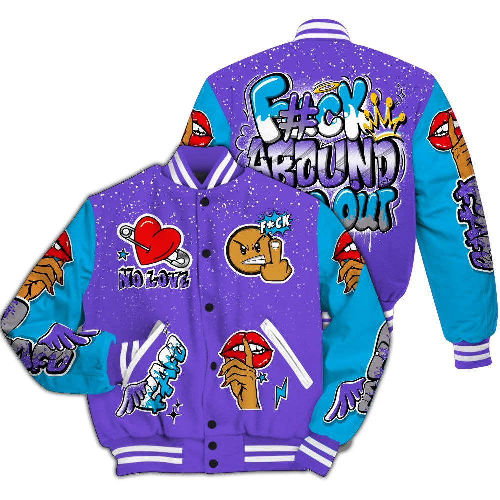 Varsity Jacket To Match Retro Aqua 8s - FK Around Find Out All Over Print
