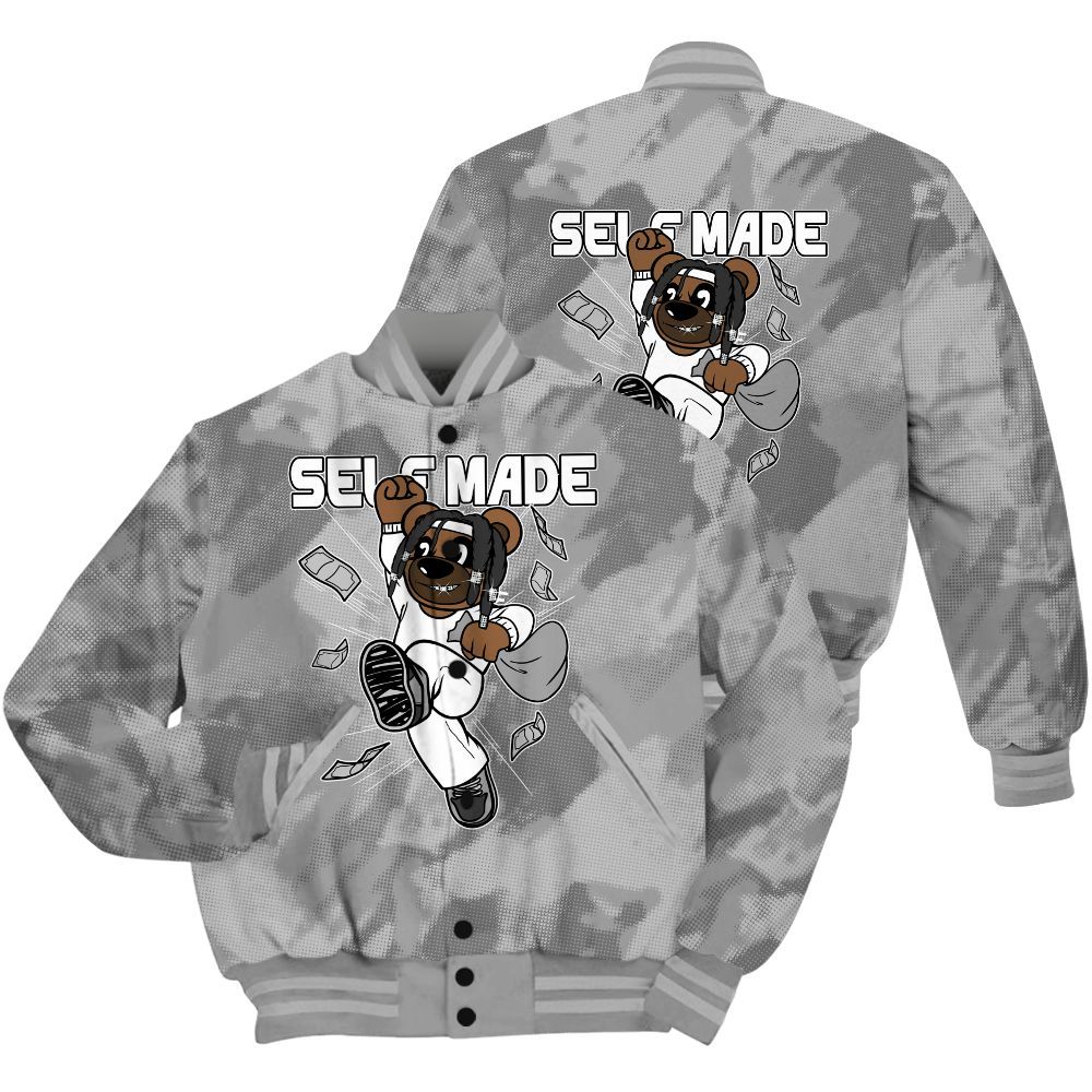 Varsity Jacket To Match Black Wolf Grey 12s Shirt - Autonomous Bear Abstract Halftone All Over Print