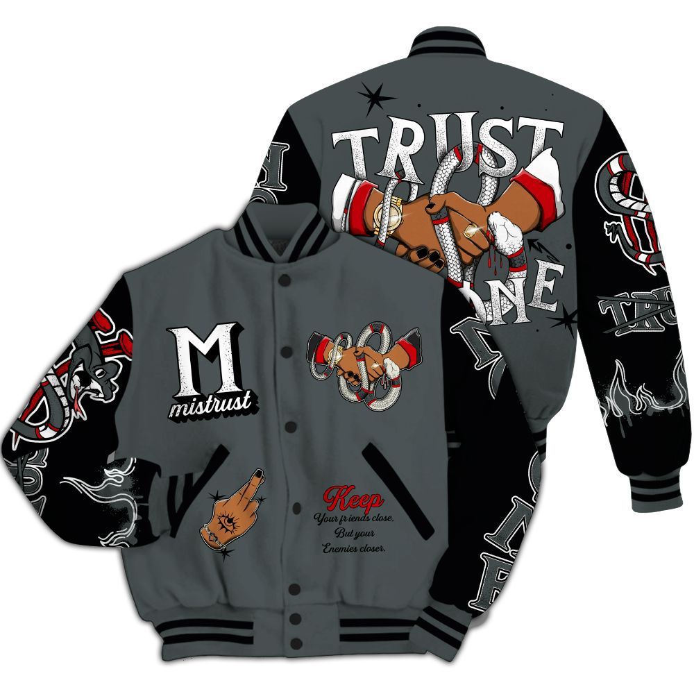 Varsity Jacket To Match Black RM Nigel Sylvester 4s - Trust No One Snake-Bite Street Style All Over Print