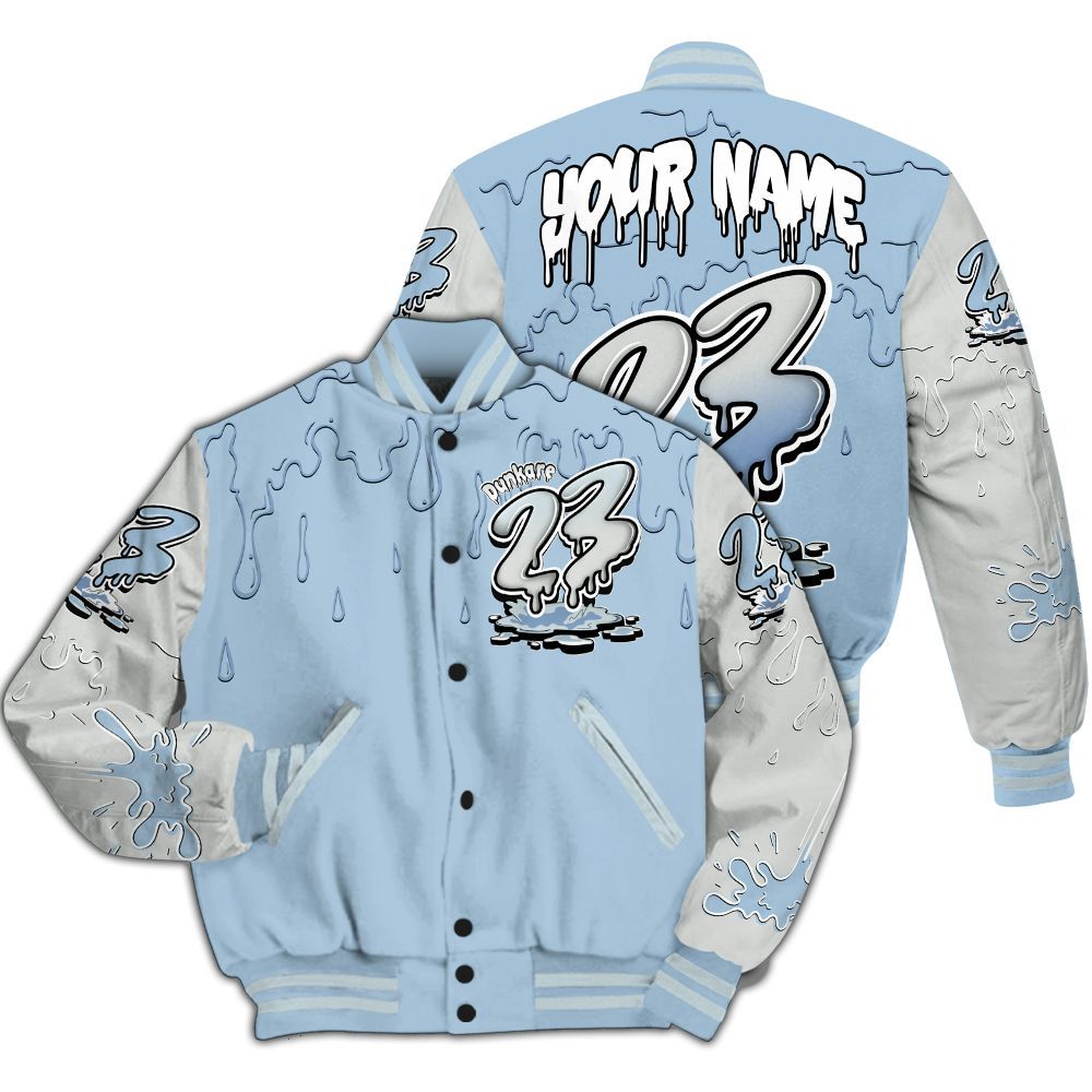 Varsity Jacket To Match Forget Me Not 4s Shirt, Custom Name 23 Drip Sludges All Over Print
