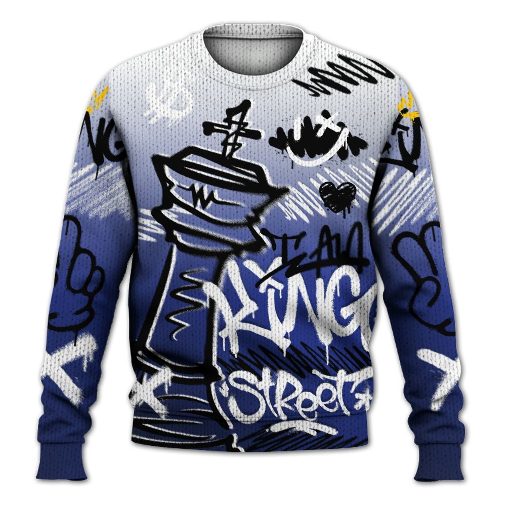 Knitted Sweater To Match Air Max Plus Black Racer Blue - Street King Chess Streetwear
