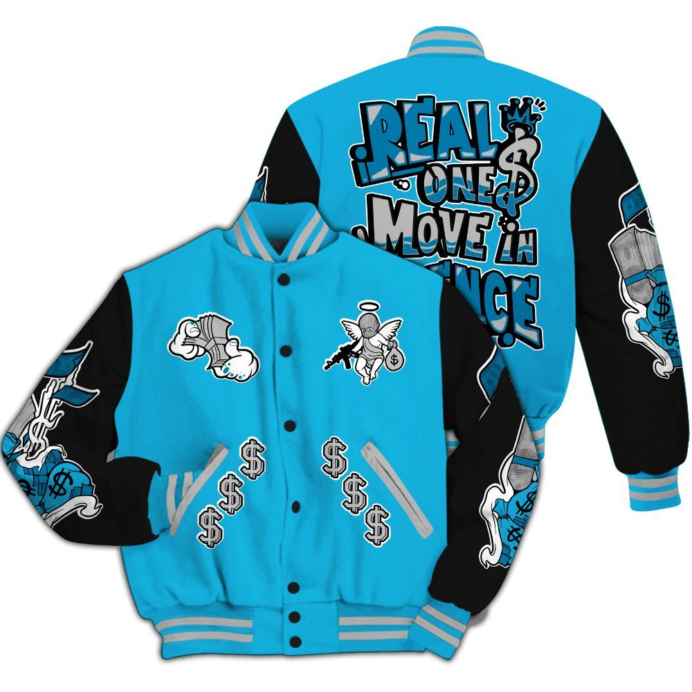 Varsity Jacket To Match Black University Blue 2026 14s - Ones Move In Silence Graphic All Over Print