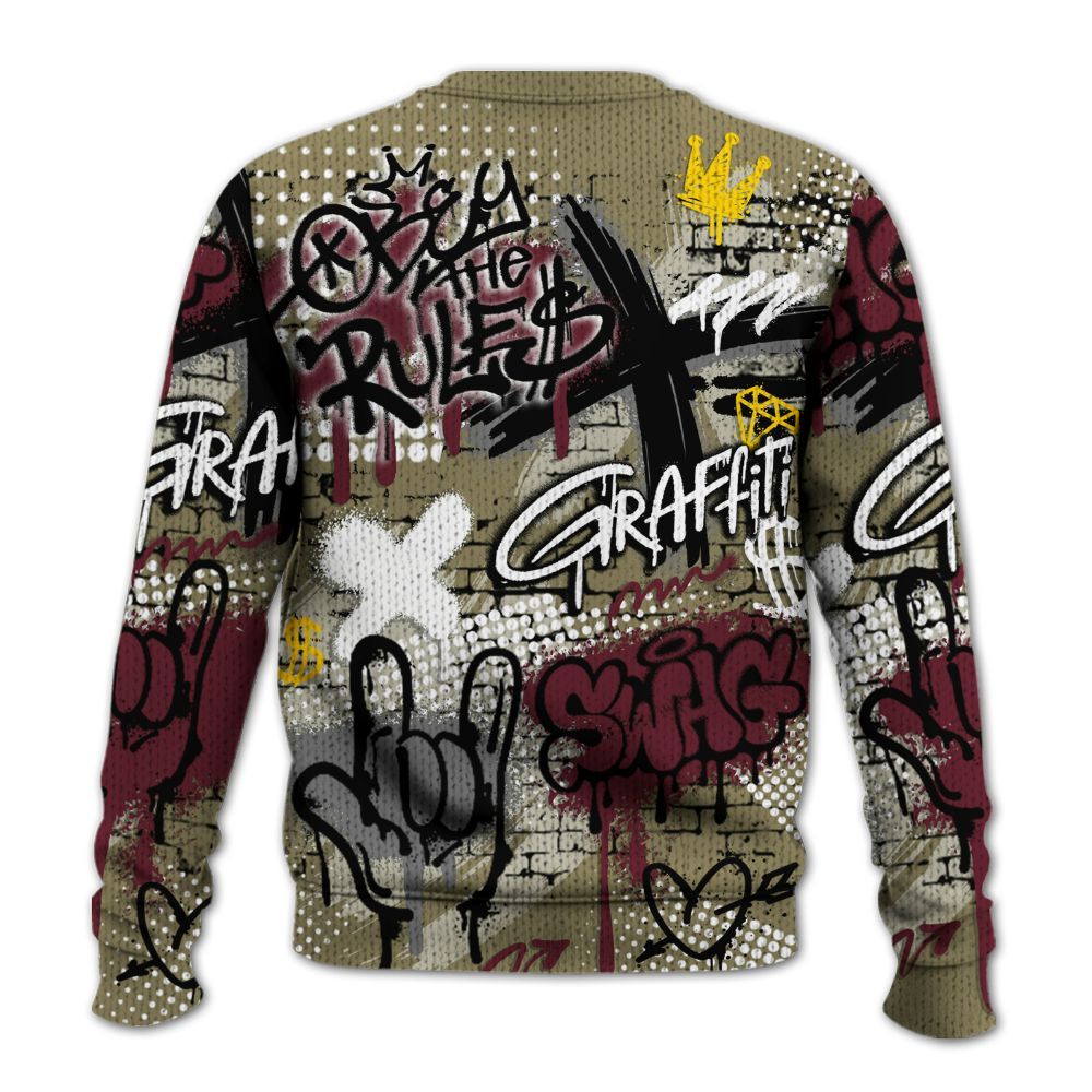 Knitted Sweater To Match Black Olive 7s - True It Real Graffiti Streetwear