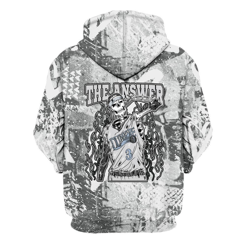 Hoodie To Match Reverse Black White 6s - Allen Answer Skeleton Heart All Over Print