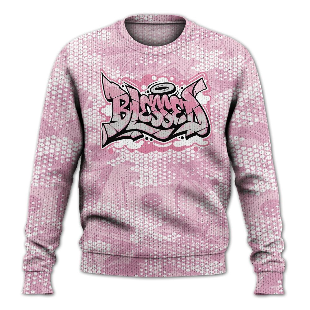 Knitted Sweater To Match Orchid 4s - Blessing Graphic Banknotes