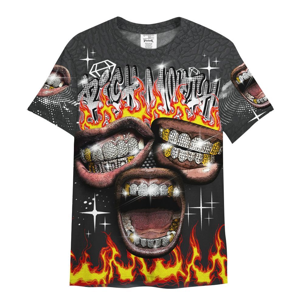 Shirt To Match Black Cat 3s - Rich Mouth Fire Rap Retro 90s All Over Print