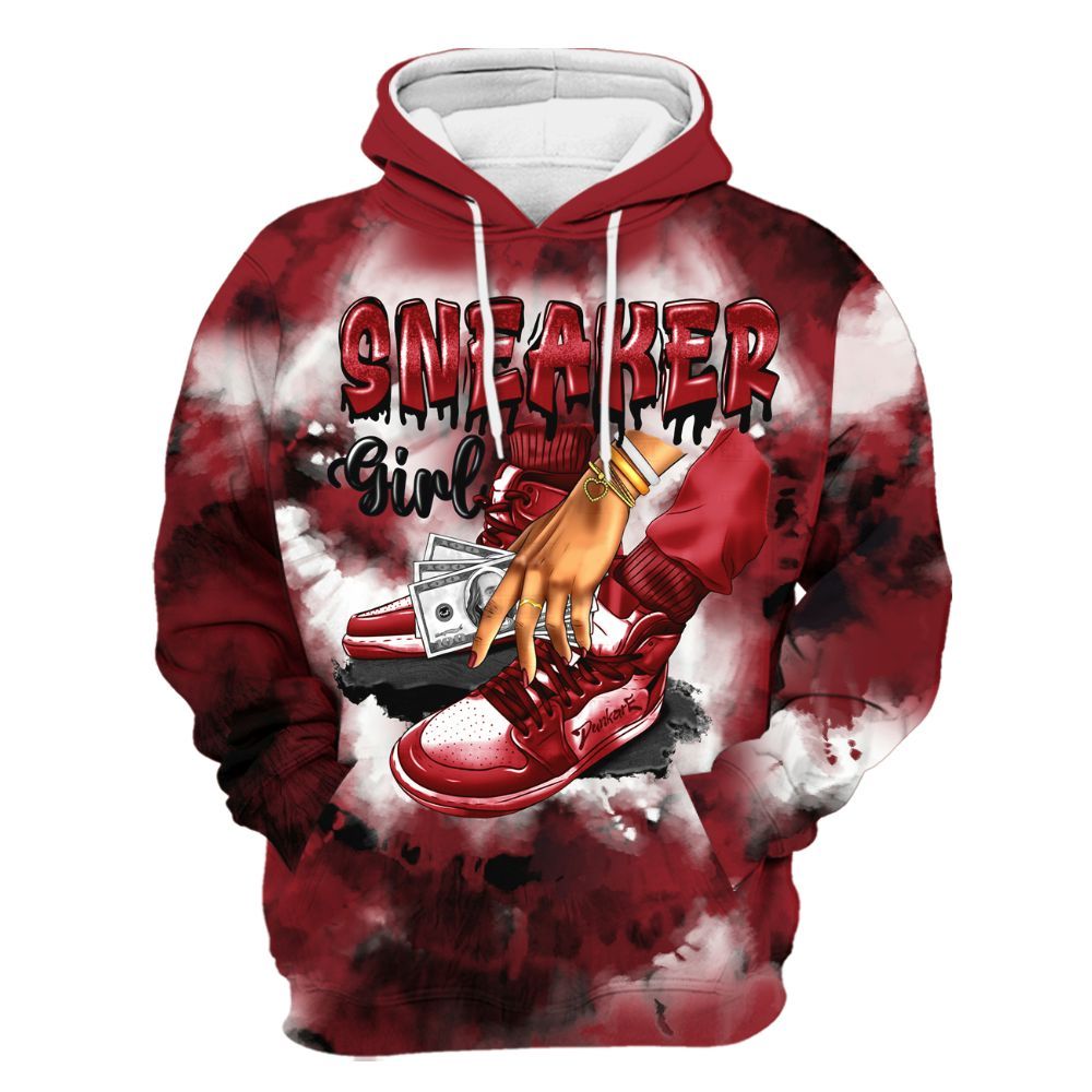 Hoodie To Match High Black Toe Reimagined 1s - SNEAKER Girl Money Drip Tie Dye All Over Print
