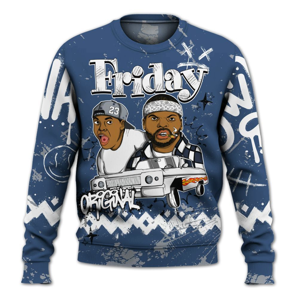 Sweatshirt To Match Midnight Navy 4s - Friday Sneaker Crayon All Over Print