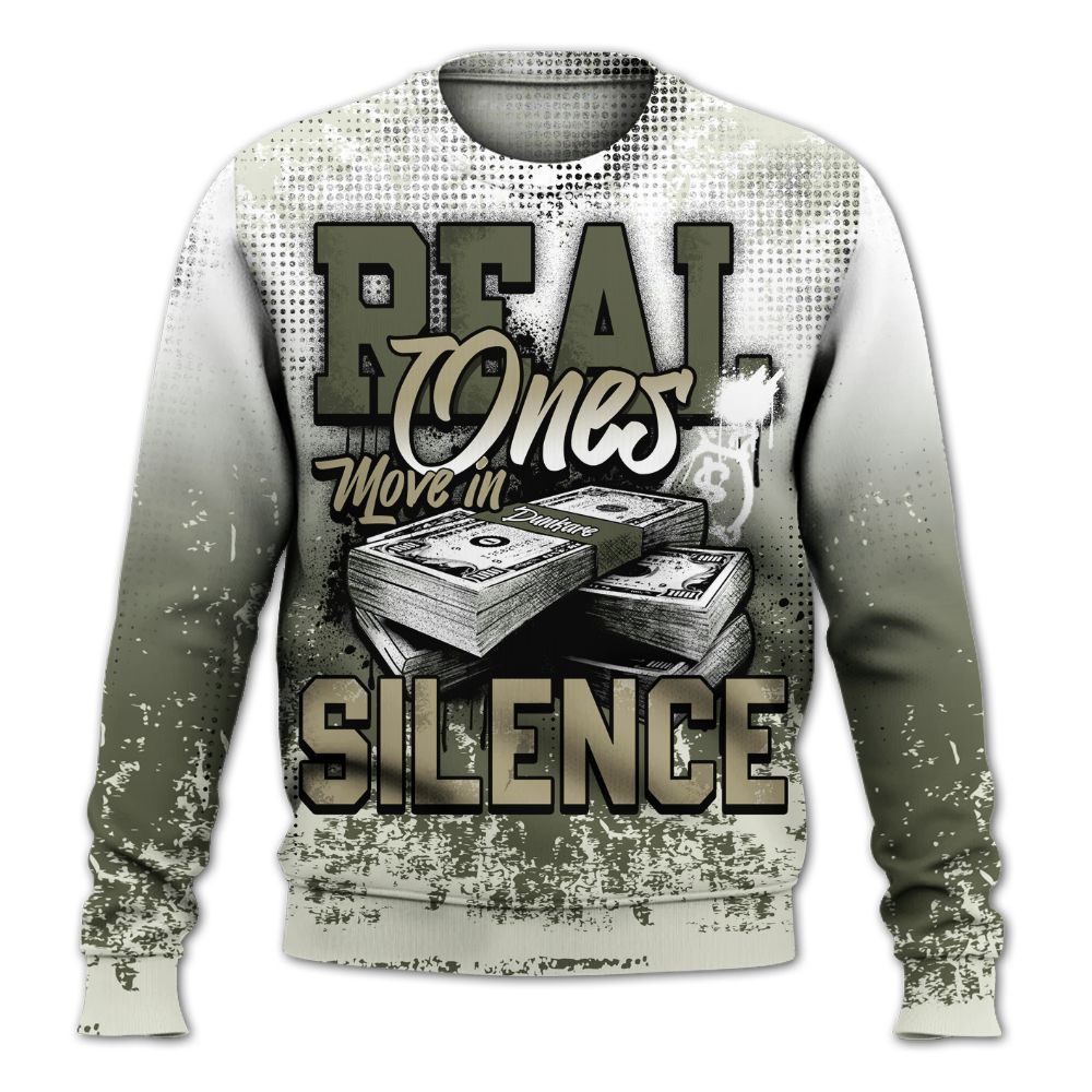 Sweatshirt To Match Low OG Medium Olive 1s - Move In Silence Money Street Retro All Over Print