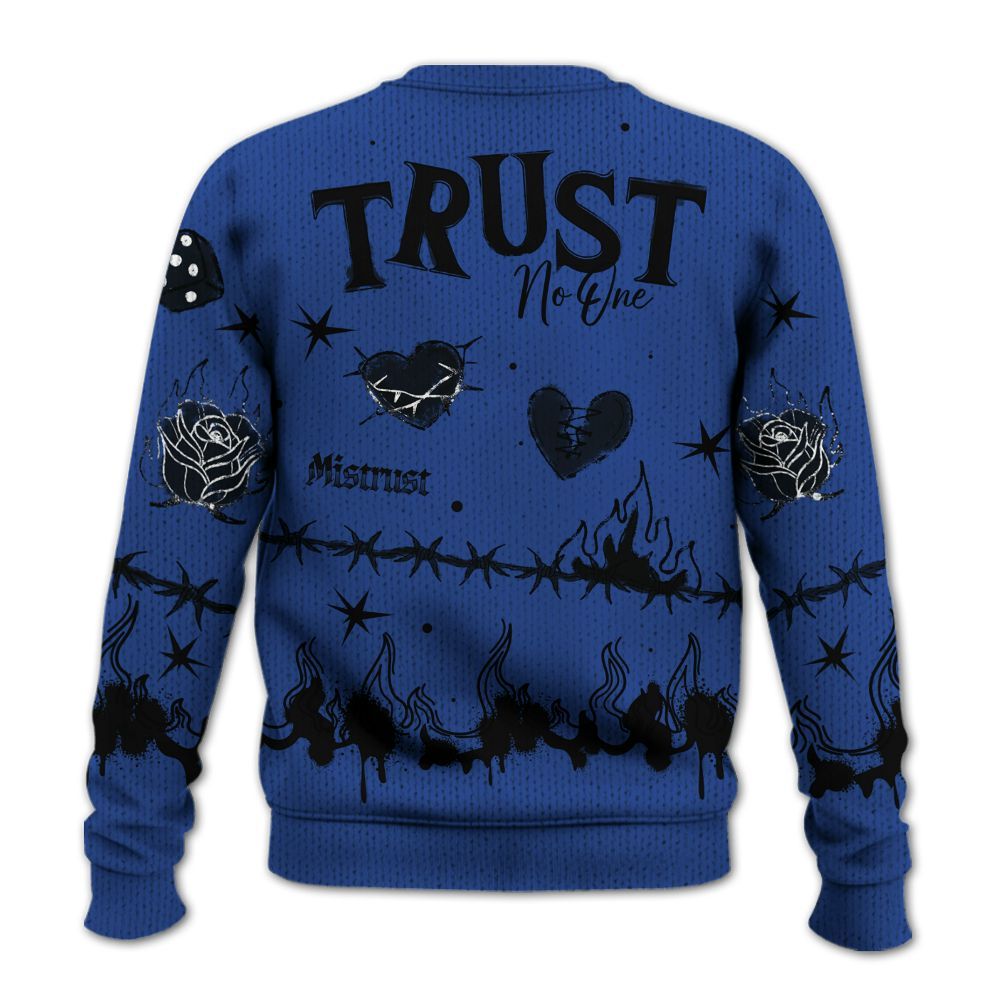 Knitted Sweater To Match Retro Hyper Royal 13s - Trust No One Snake-Bite Doodle Crayon
