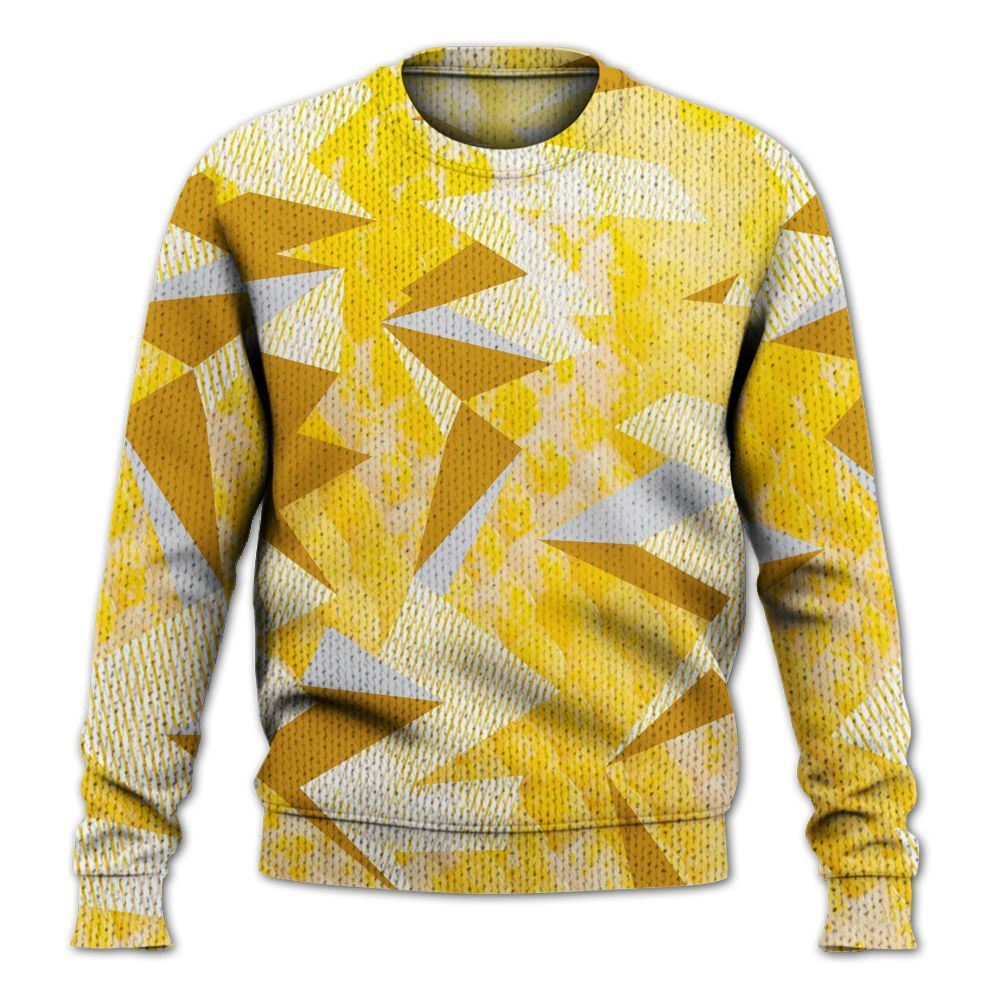 Knitted Sweater To Match Low Yellow Python 11s - Geometric Camouflage Pattern
