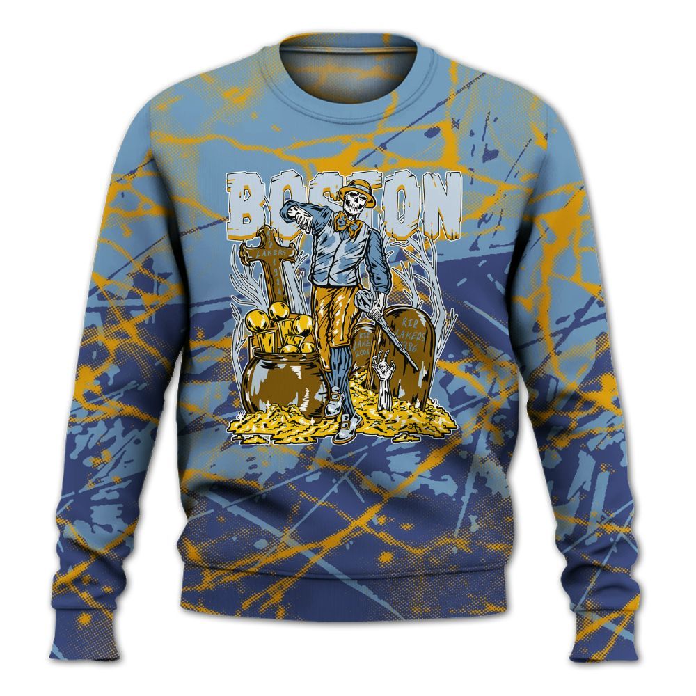 Sweatshirt To Match High OG First In Flight 1s - Goldrush Skeleton Profound All Over Print