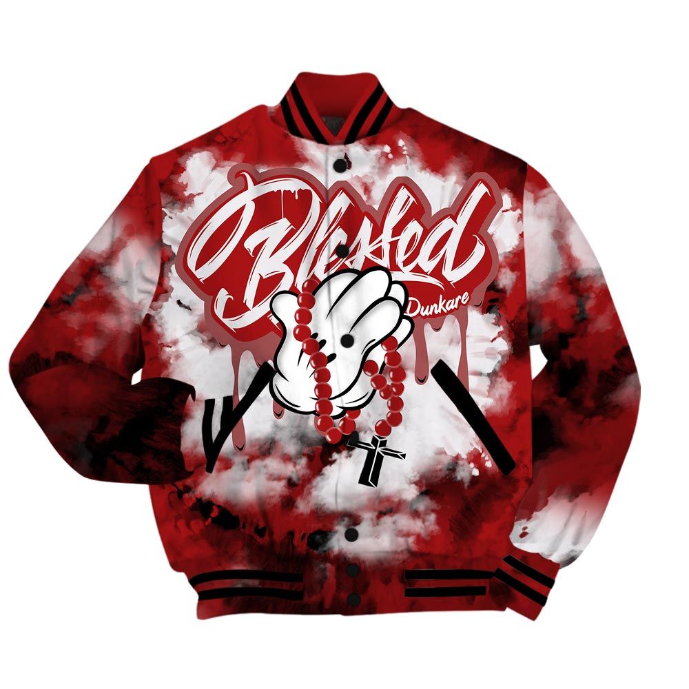 Varsity Jacket To Match Varsity Jacket God Blessed Dripping, 12 Red Taxi - To Match Sneaker Red Taxi 12s 2504 NCT