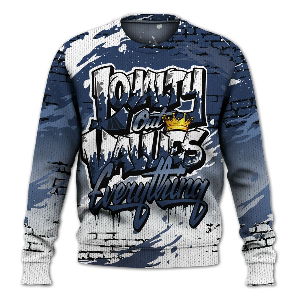 Knitted Sweater To Match Low 85 Metallic Blue 1s - Values Of Loyalty Drip