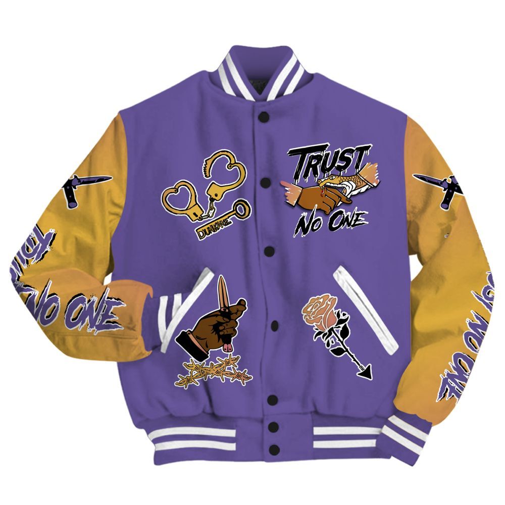 Varsity Jacket To Match Book Sunset 1s - Trust No One Dripping All Over Print