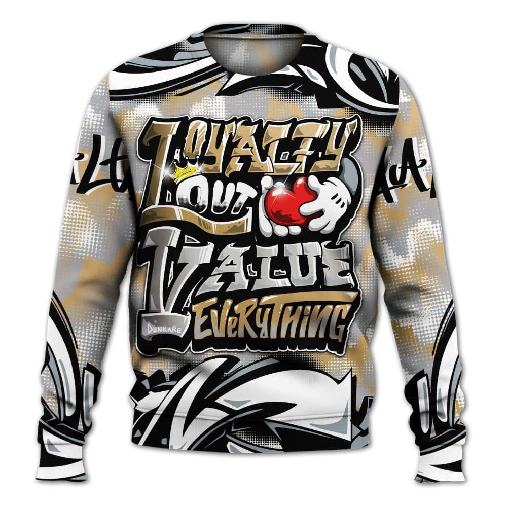 Sweatshirt To Match Retro High OG Cool Grey 1s - Loyalty Out Value Graffiti All Over Print