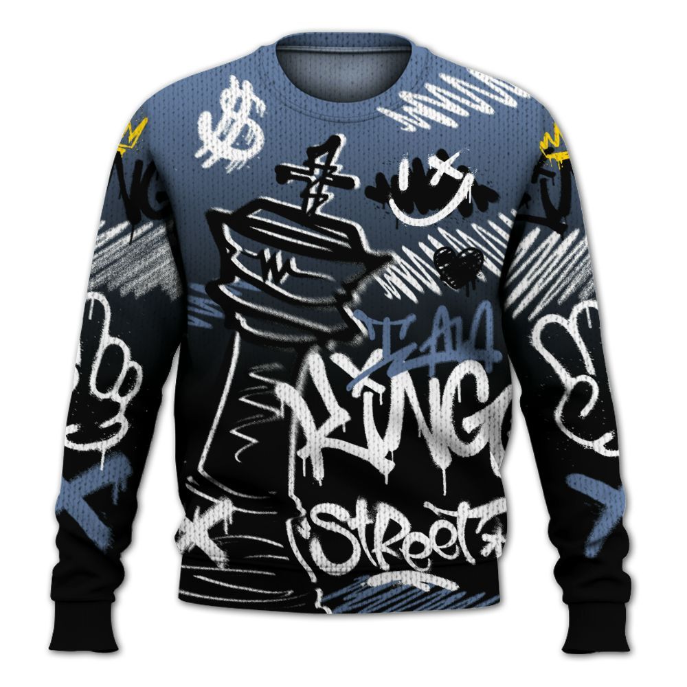 Knitted Sweater To Match Mid Space Jam 1s - Street King Chess Streetwear