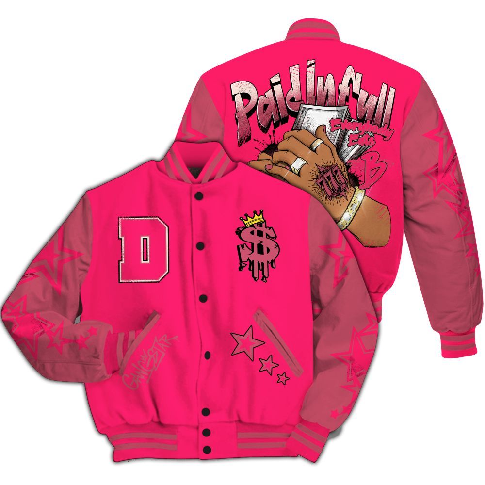 Varsity Jacket To Match A'One Hyper Pink Varsity Jacket, Lucky Money Paid In Full Retro All Over Print