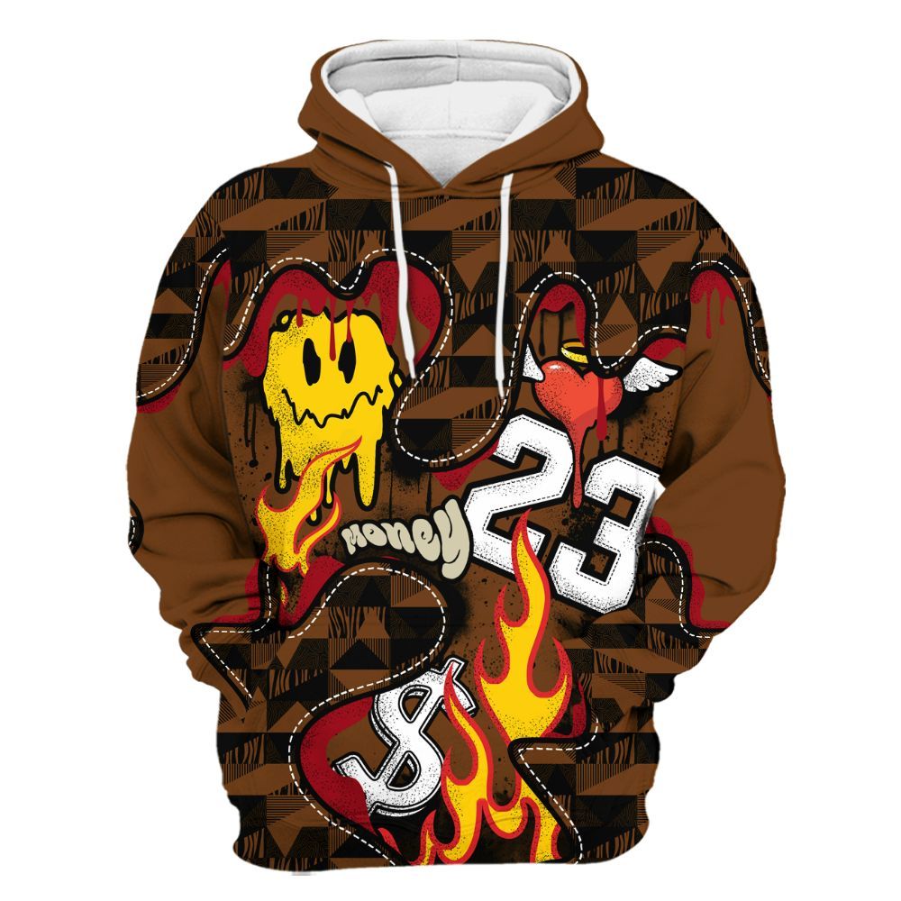 Hoodie To Match Archaeo Brown 5s - 23 Smile Burning Heart All Over Print