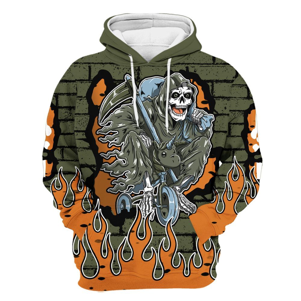 Hoodie To Match Olive 5s - Self Make Skeleton Crashed All Over Print