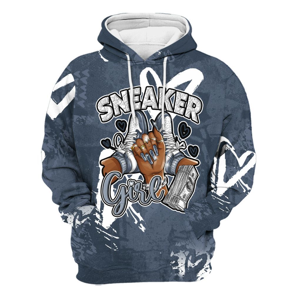 Hoodie To Match Low Diffused Blue 11s - Sneakerz Girlz Heart Grunge All Over Print