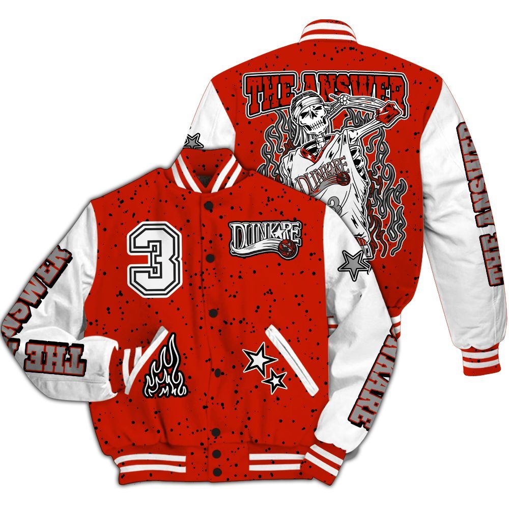 Varsity Jacket To Match Red Cement 4s - Allen Answer Skeleton All Over Print