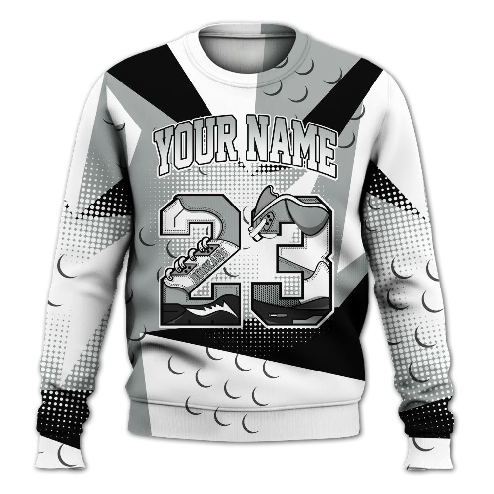Sweatshirt To Match Dunk Low White Light Smoke Grey - Poly Custom Name Number 23 5s All Over Print