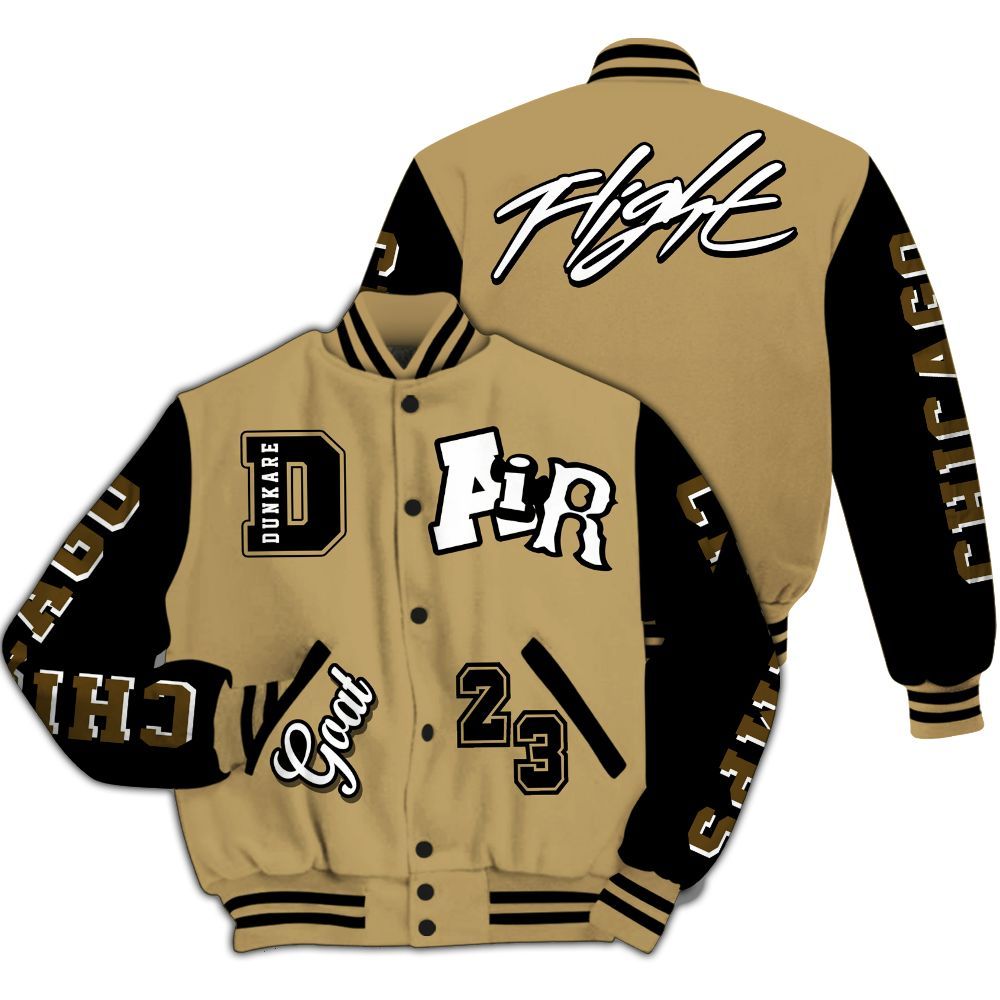 Varsity Jacket To Match High OG Black Metallic Gold 1s - AIR Number 23 GOAT All Over Print