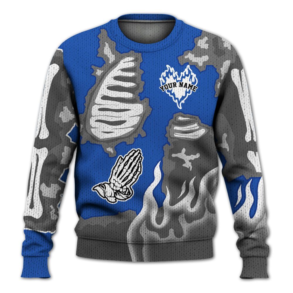 Knitted Sweater To Match Lucky Shorts 3s - Dislike Us Graphic Burning Custom Name