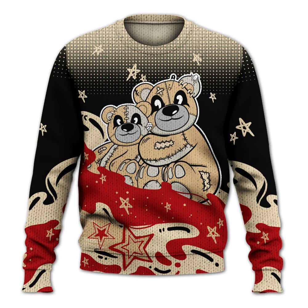 Knitted Sweater To Match Dunk Low Strawberry Waffle - Sincere Fondness Bear Stars