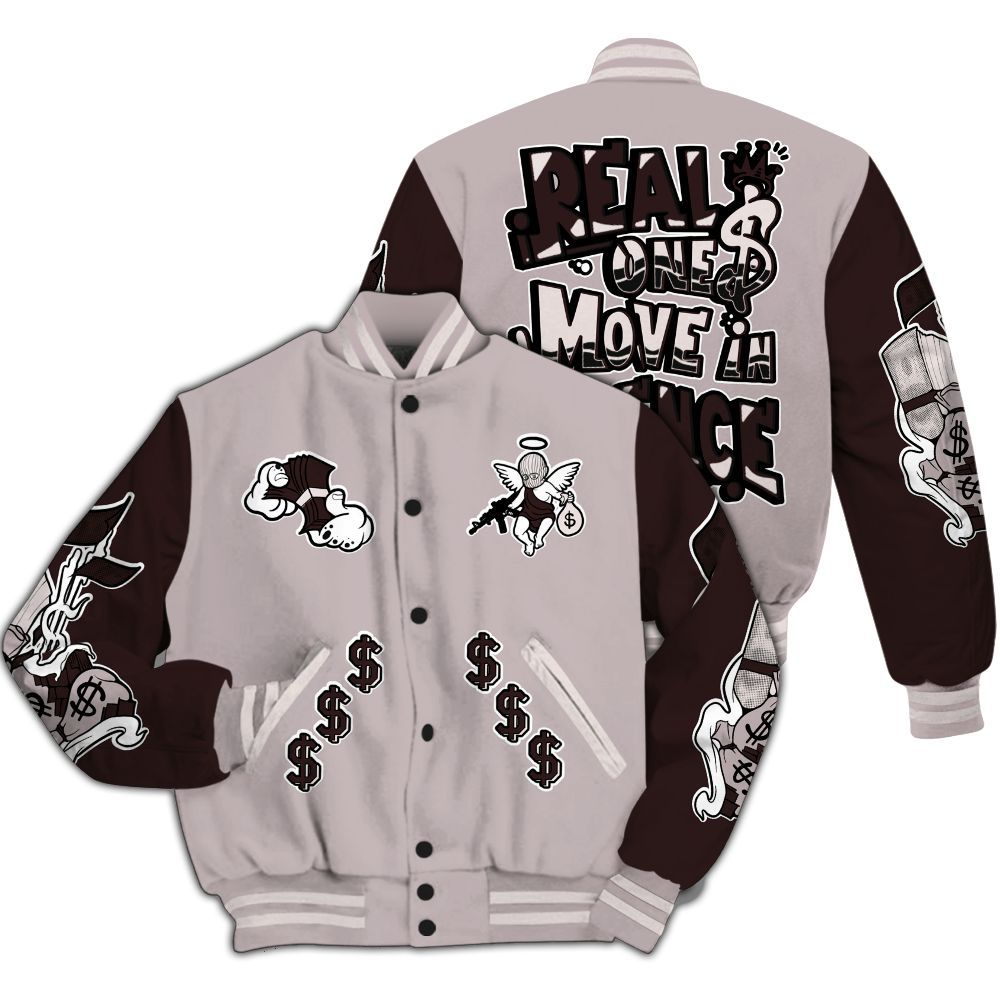 Varsity Jacket To Match AMM Air Smokey Mauve 6s - Ones Move In Silence Graphic All Over Print
