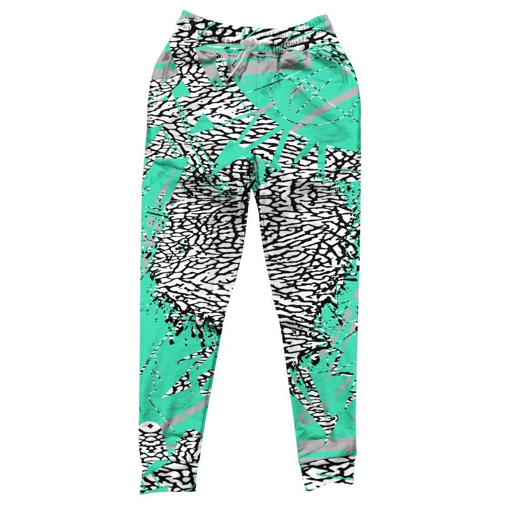 Sweatpant To Match Black Green Glow 3s - Nonobjective All Over Print