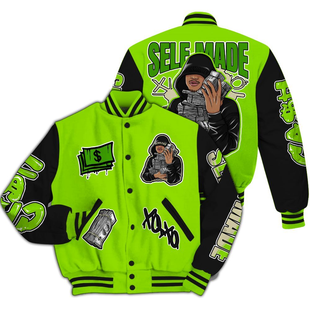Varsity Jacket To Match Electric Green 6s - Selfmade Unique All Over Print
